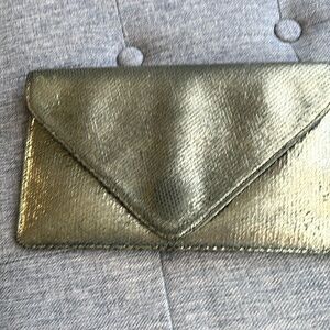 Jessica Jensen dark silver faux snake skin envelope clutch